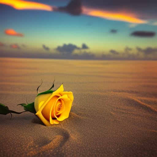 yellow rose on beach